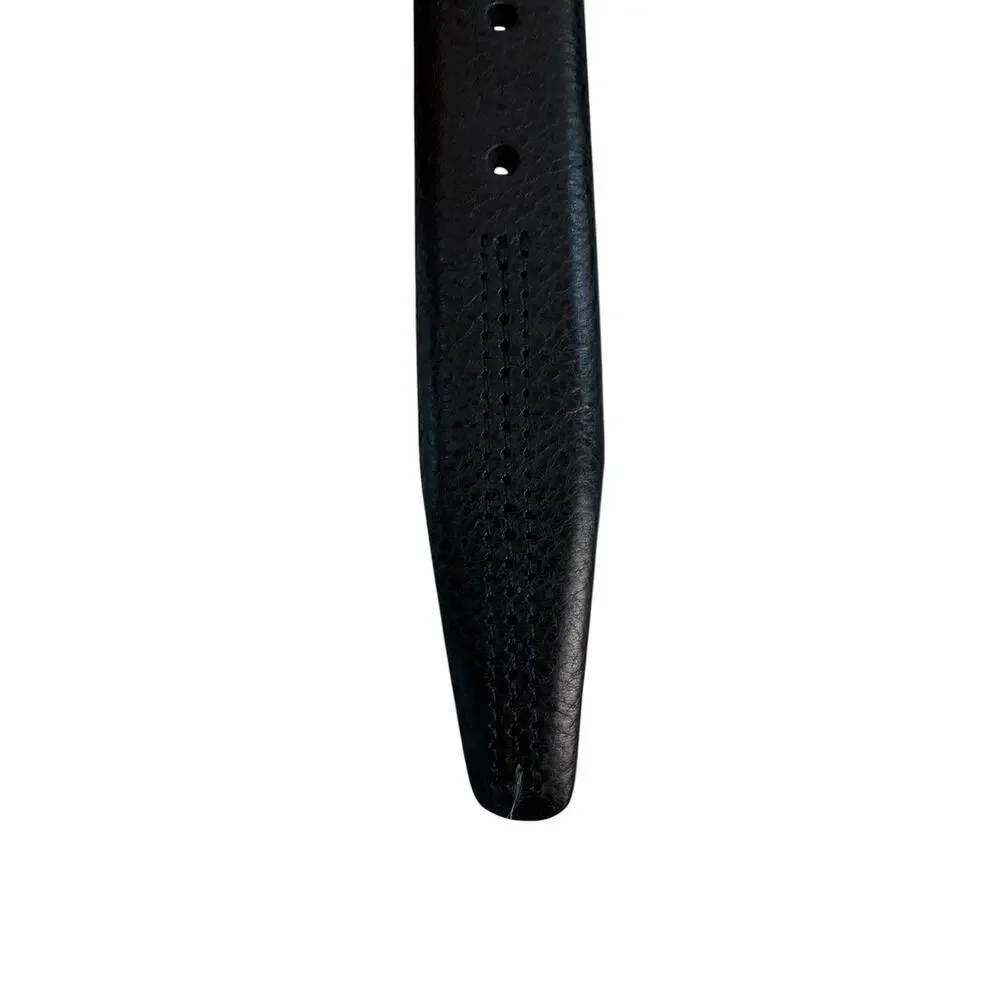 BROOKS BROTHERS Black Leather Belt Mens Silvertone Hardware Center Seam 38/95